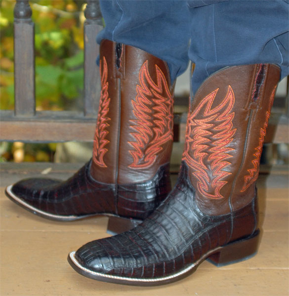 Lucchese Black Cherry Caiman Belly Cowboy Boots