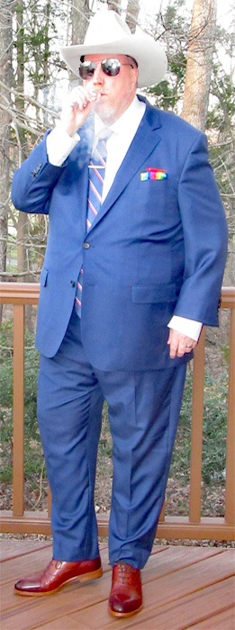 Beckett Simonon Oak Cap Toe dress shoes, blue suit, Marlboro