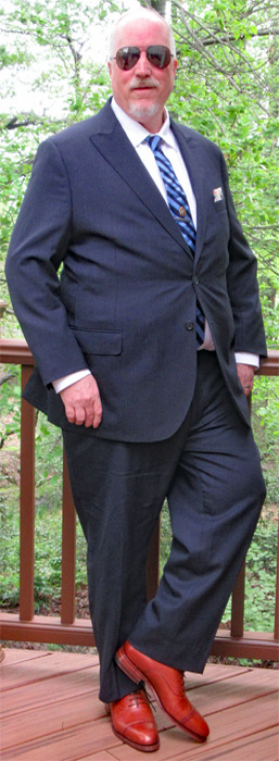 Meermin Copper brogued cap toe dress shoe with a suit