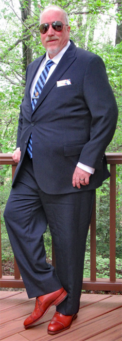 Meermin Copper brogued cap toe dress shoe with a suit