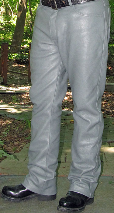 Custom Grey Leather Pants