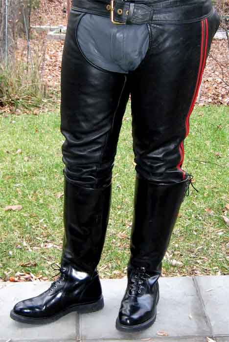 Red Piped Biker Chaps