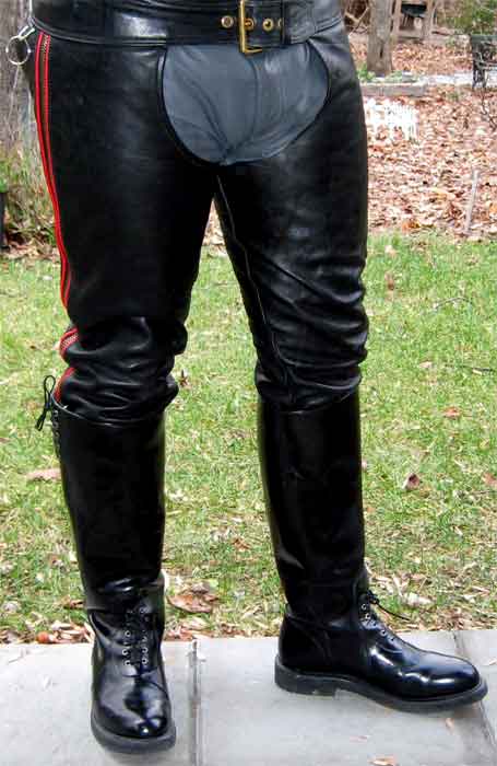 Red Piped Biker Chaps